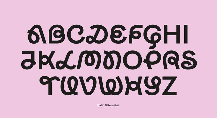 Letras con remates redondos de color negro sobre fondo rosa